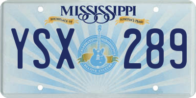 MS license plate YSX289
