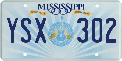 MS license plate YSX302