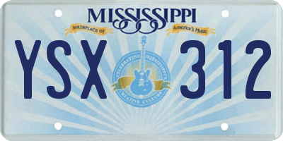 MS license plate YSX312
