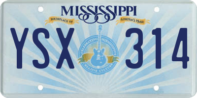 MS license plate YSX314