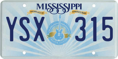 MS license plate YSX315