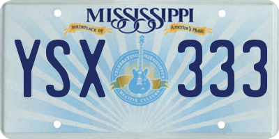 MS license plate YSX333