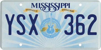 MS license plate YSX362