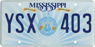 MS license plate YSX403