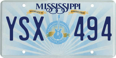 MS license plate YSX494