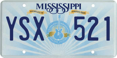 MS license plate YSX521
