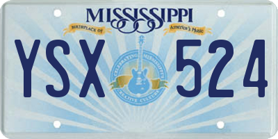 MS license plate YSX524