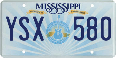 MS license plate YSX580