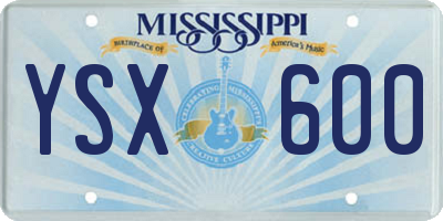 MS license plate YSX600