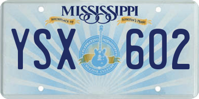 MS license plate YSX602