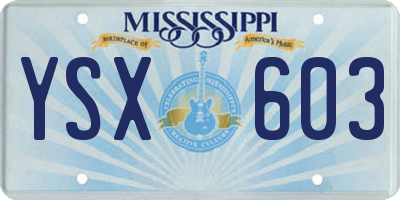 MS license plate YSX603