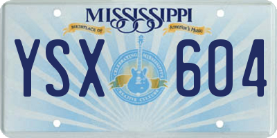 MS license plate YSX604