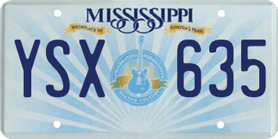 MS license plate YSX635