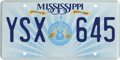 MS license plate YSX645