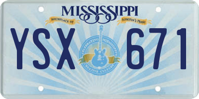 MS license plate YSX671
