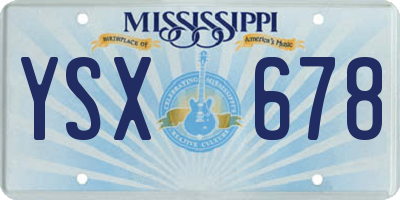 MS license plate YSX678