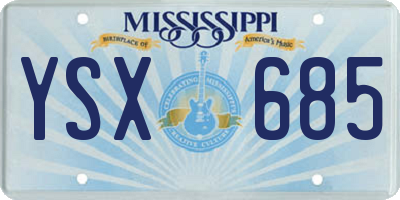 MS license plate YSX685