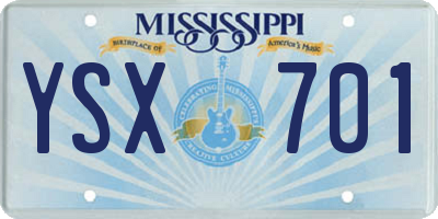 MS license plate YSX701