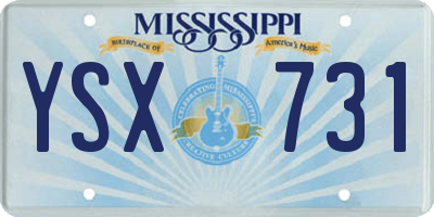 MS license plate YSX731