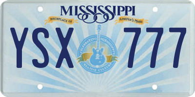 MS license plate YSX777