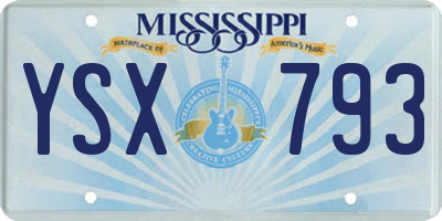 MS license plate YSX793