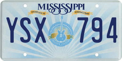 MS license plate YSX794