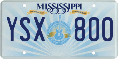 MS license plate YSX800