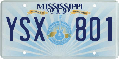 MS license plate YSX801