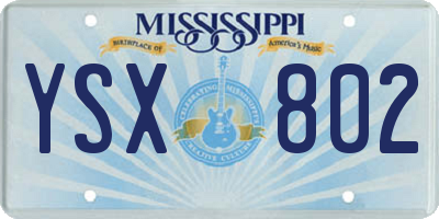 MS license plate YSX802