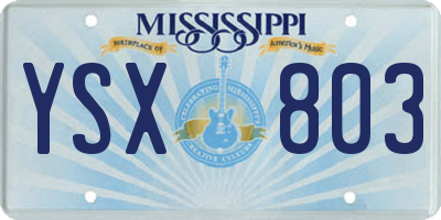 MS license plate YSX803