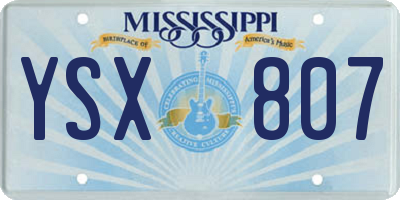MS license plate YSX807
