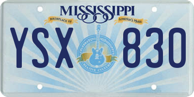 MS license plate YSX830