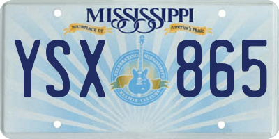 MS license plate YSX865