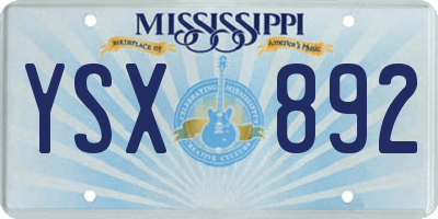MS license plate YSX892