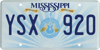 MS license plate YSX920