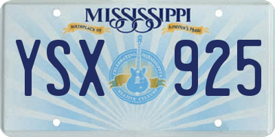 MS license plate YSX925