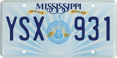 MS license plate YSX931