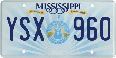 MS license plate YSX960
