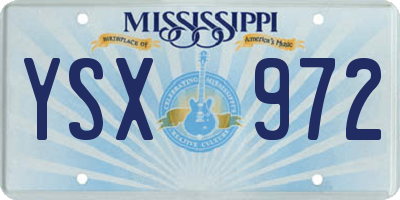 MS license plate YSX972