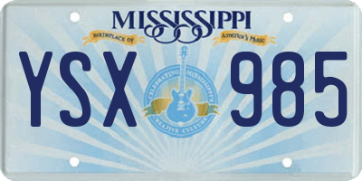 MS license plate YSX985