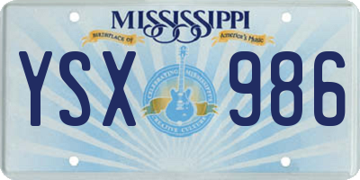 MS license plate YSX986