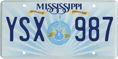 MS license plate YSX987