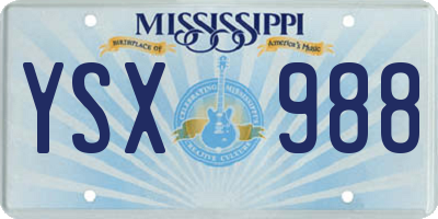 MS license plate YSX988