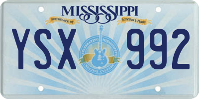 MS license plate YSX992
