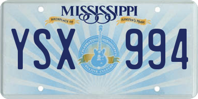 MS license plate YSX994