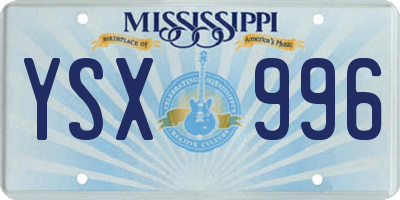MS license plate YSX996