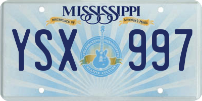 MS license plate YSX997