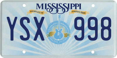 MS license plate YSX998