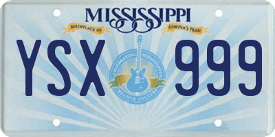 MS license plate YSX999