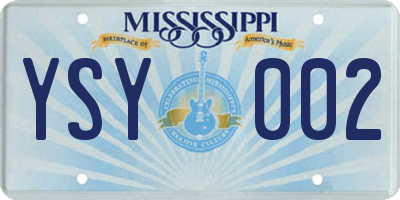 MS license plate YSY002